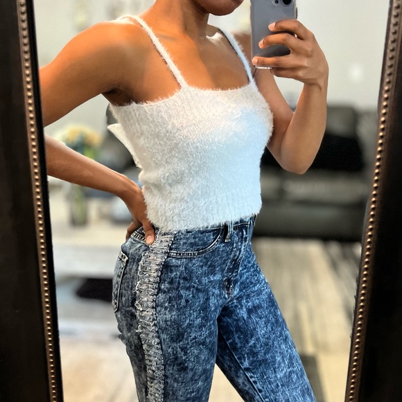 Fuzzy Cozy Baby Blue Cropped Cardigan and Cami Sweater Set, Size XL, L, M, NWT - Picture 3 of 5